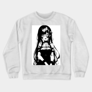 Zombie Goth Girl Black and White Crewneck Sweatshirt